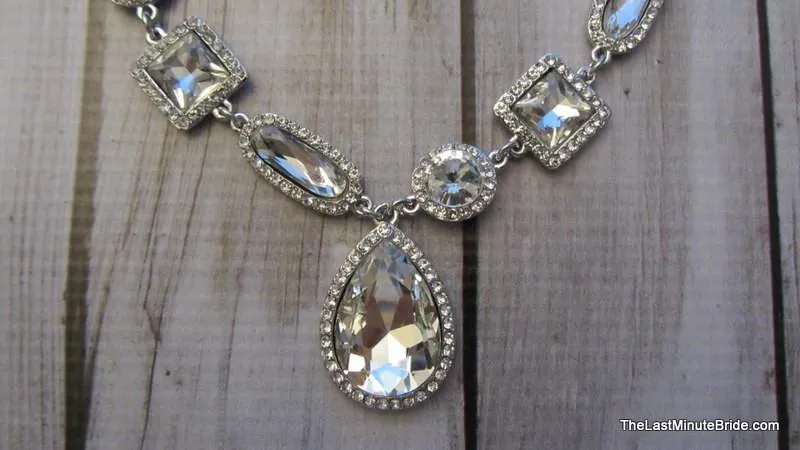 Crystal & Rhinestone Gemstone Necklace & Earrings