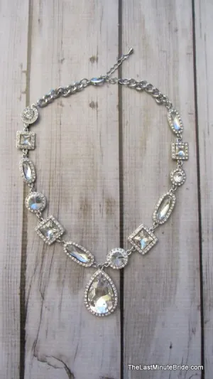 Crystal & Rhinestone Gemstone Necklace & Earrings