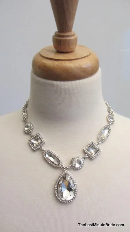 Crystal & Rhinestone Gemstone Necklace & Earrings