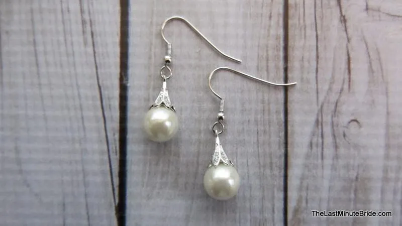 Cubic Zirconia and Pearl Dangle Earrings