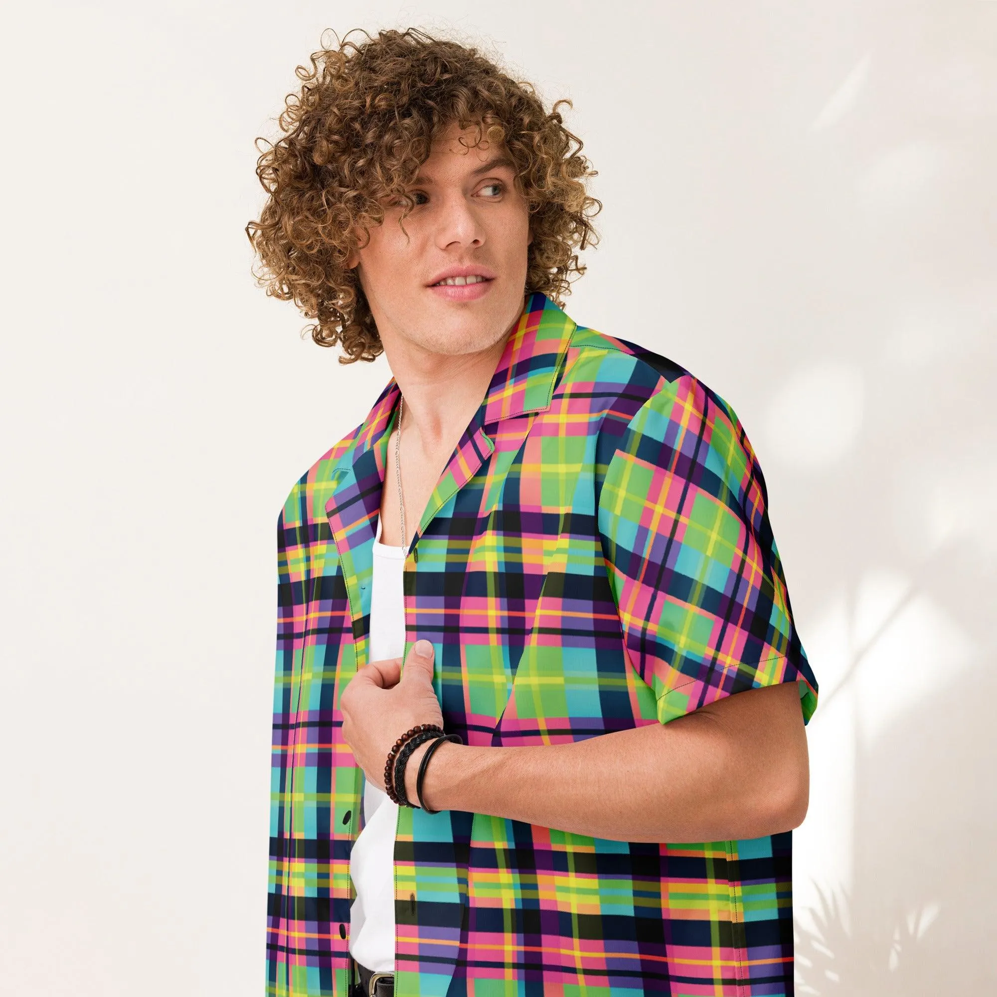 Custom Plaid Button Shirt for Raves & Festivals