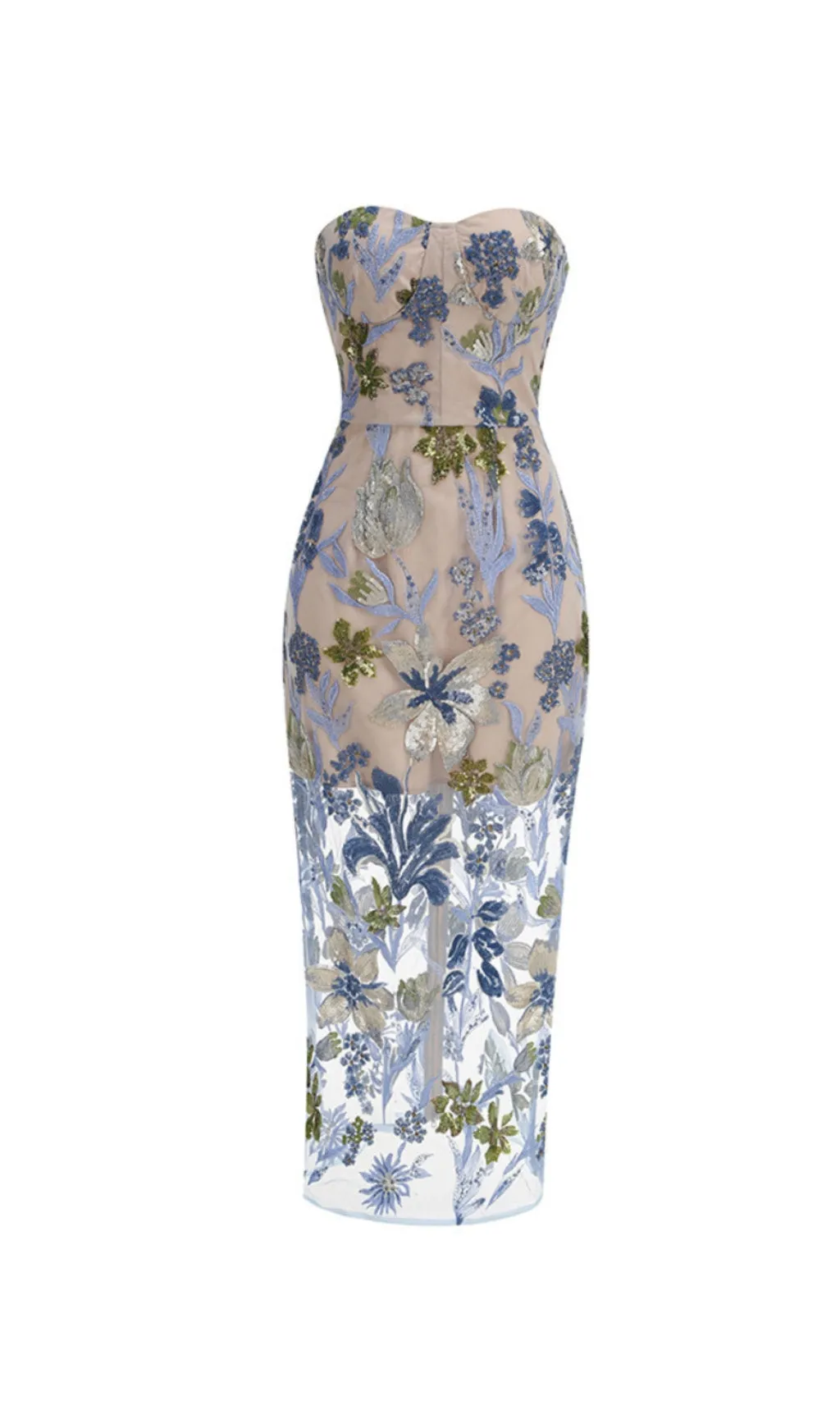 Dahlia Baby Blue Multi Maxi Dress