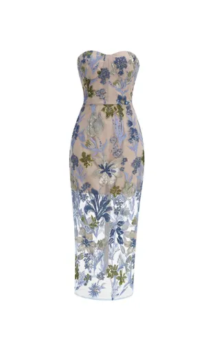 Dahlia Baby Blue Multi Maxi Dress