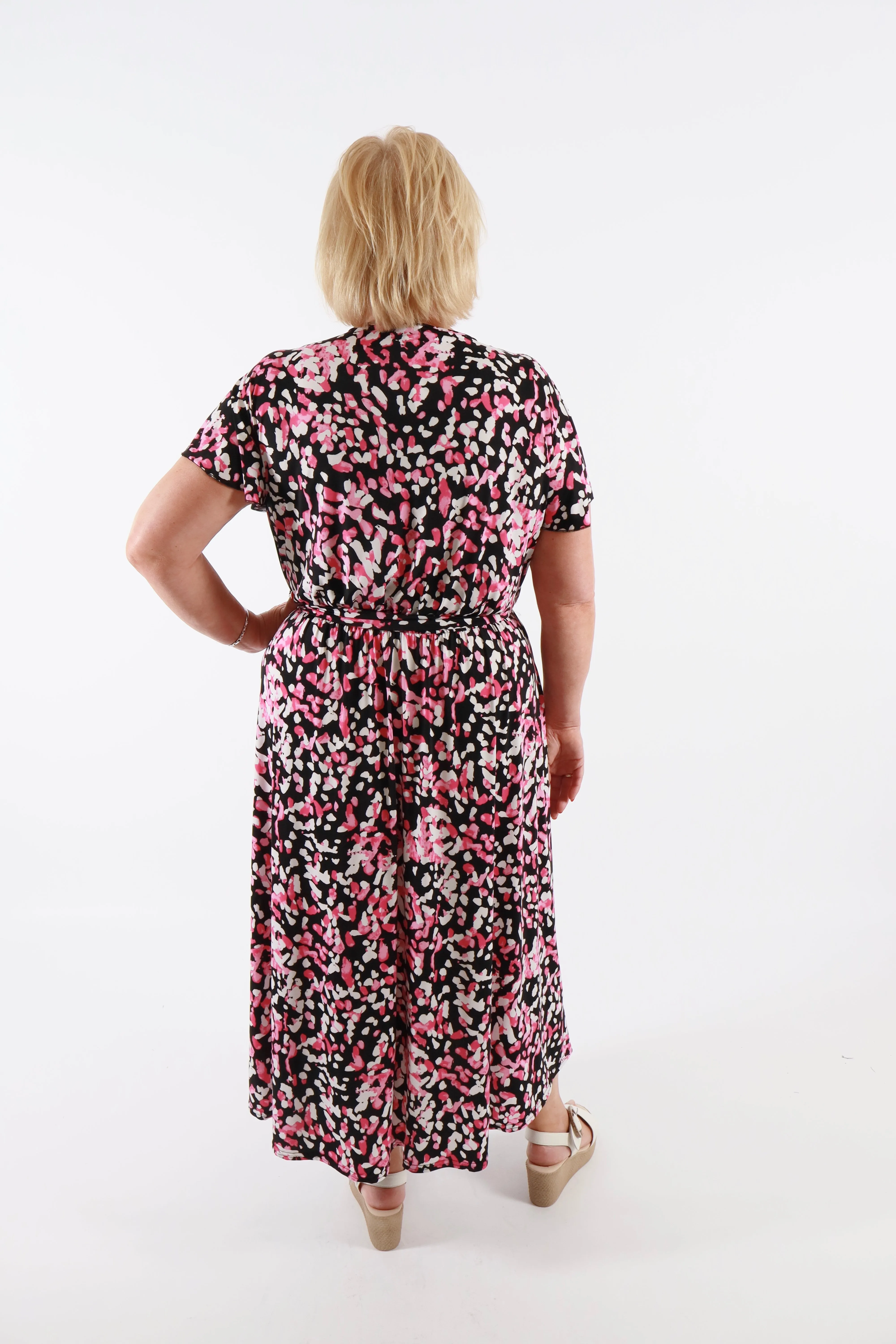 Dani Dress in Black with Pink Dots