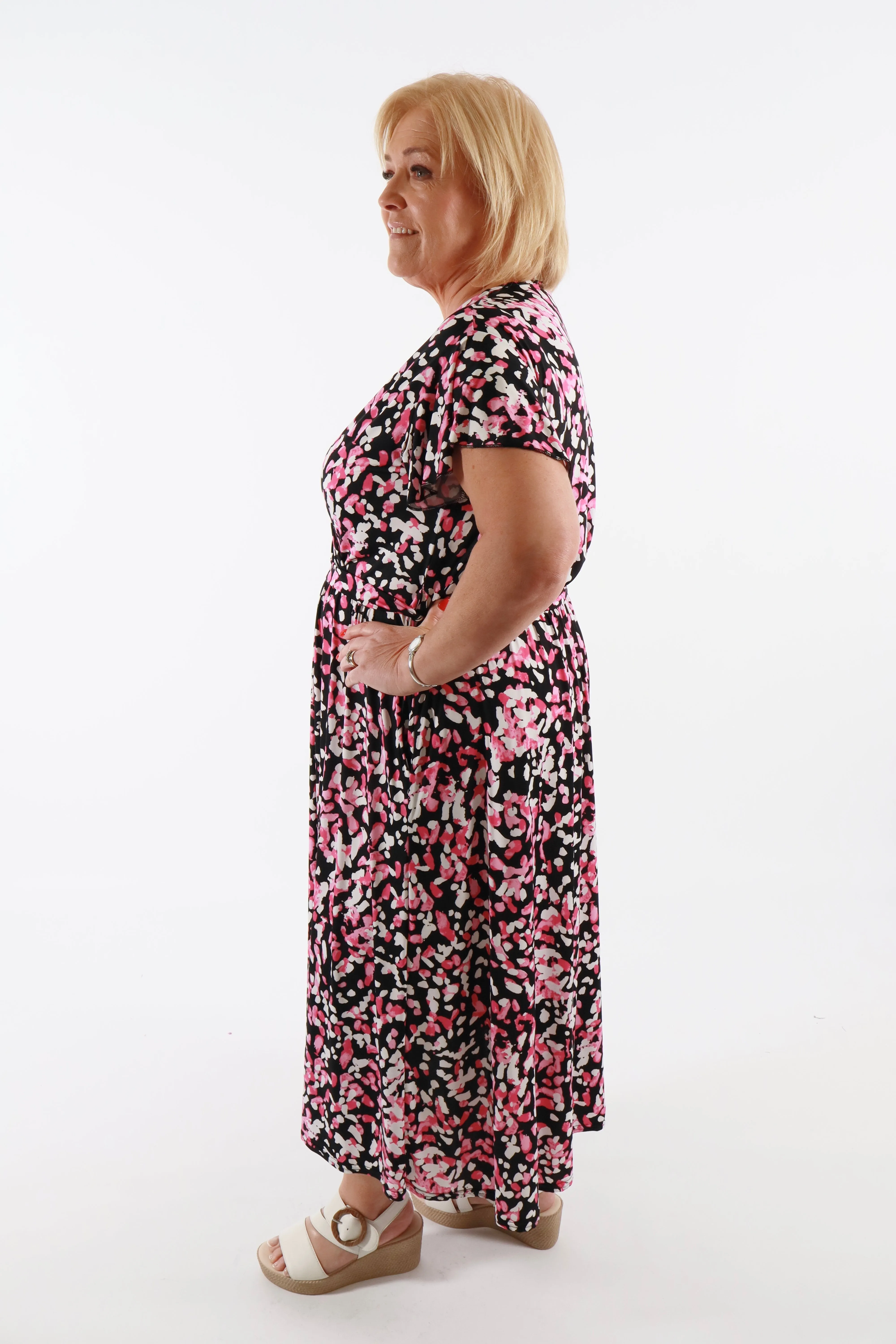 Dani Dress in Black with Pink Dots
