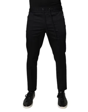 Dark Blue Cotton Men Jogger Sweatpants Pants