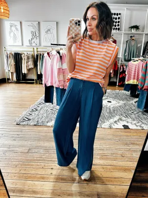 Dark Chambray Pintuck Pants