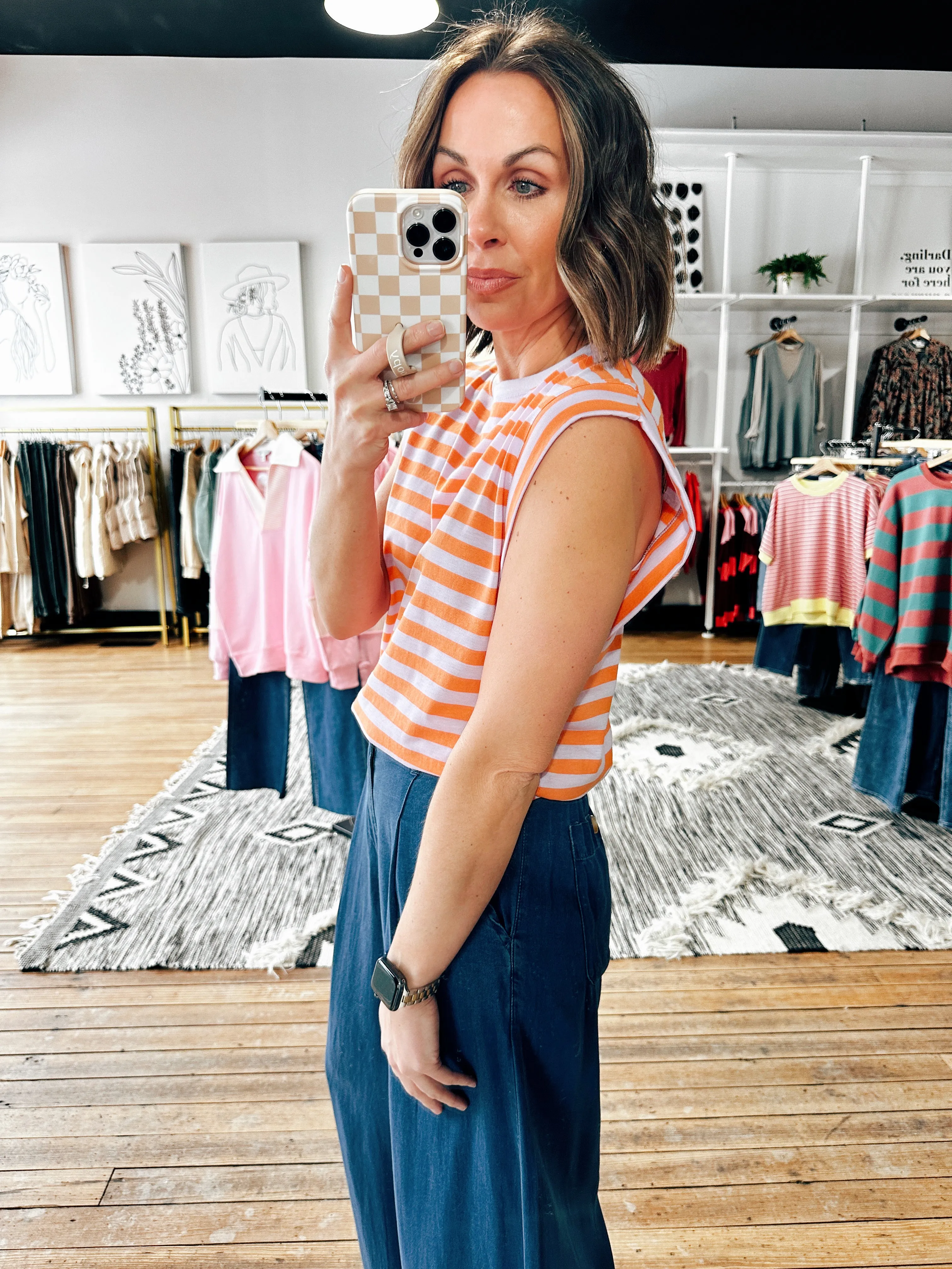 Dark Chambray Pintuck Pants