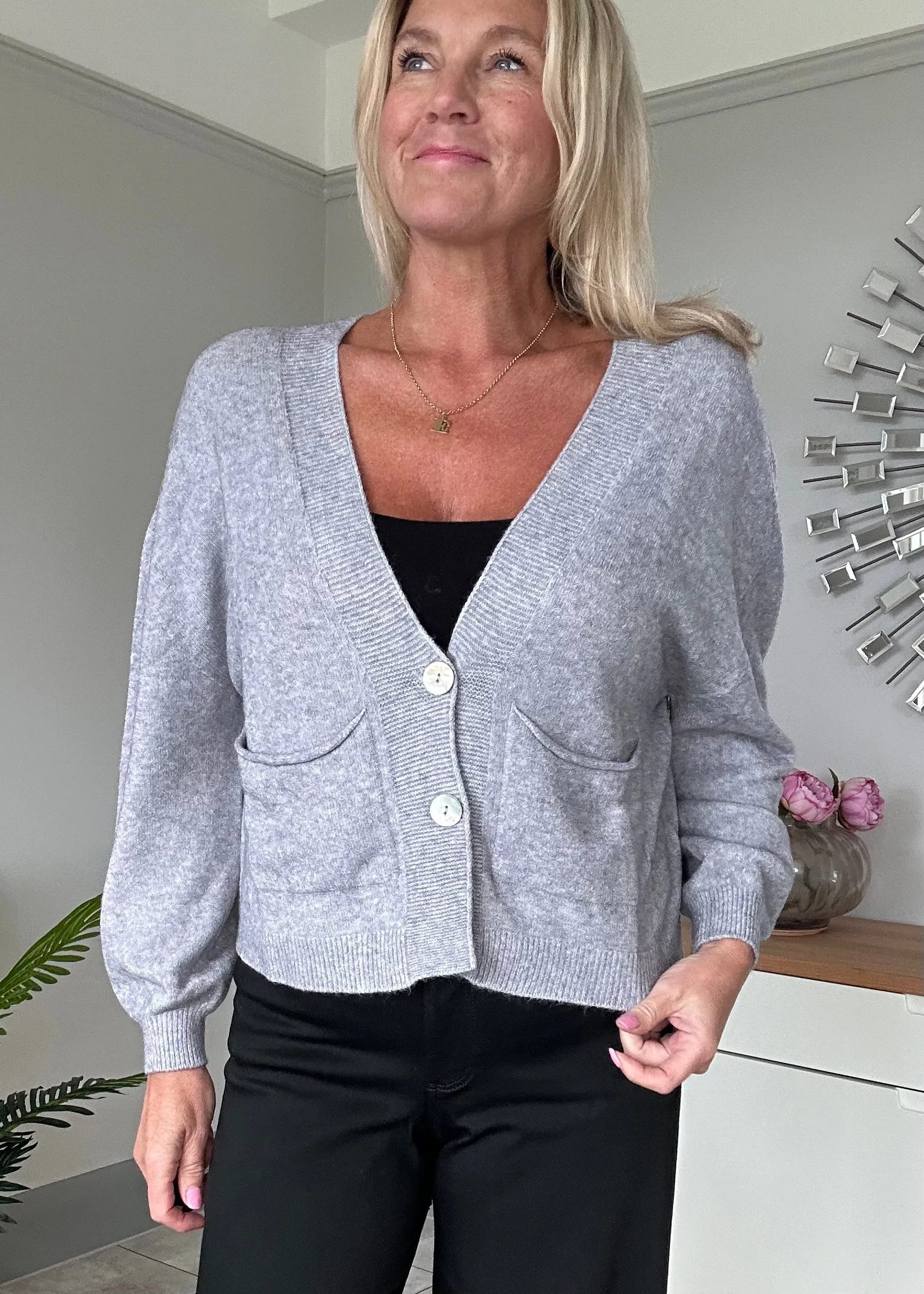 Dark Grey 2 Button Cardigan