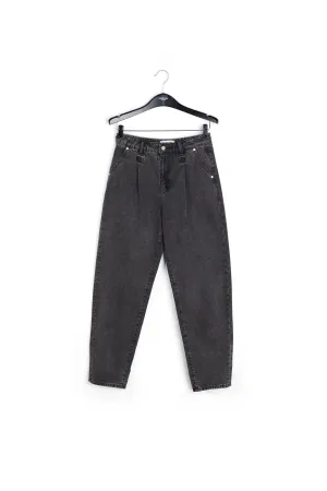 Dark grey high-rise tapered jeans