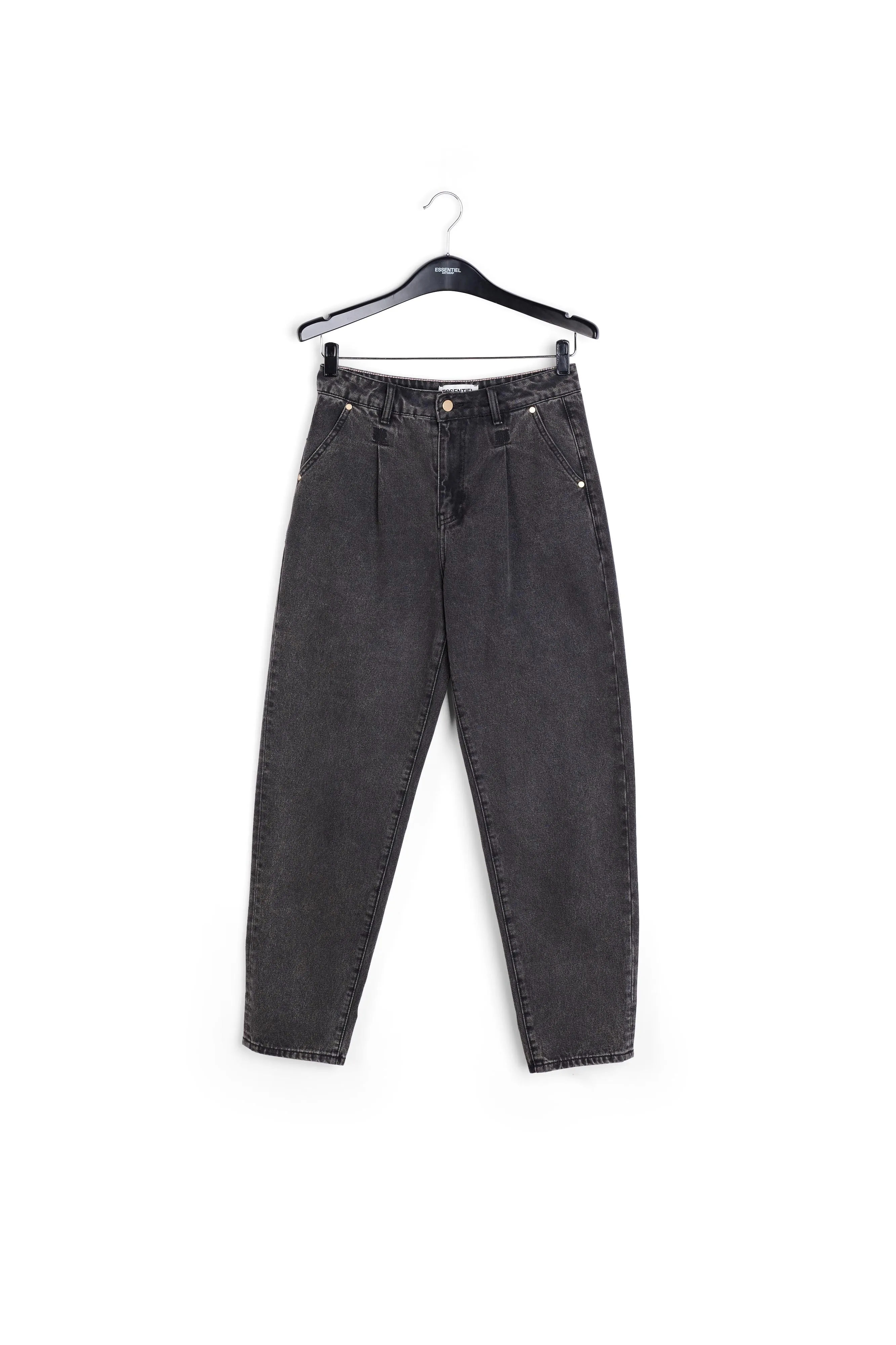 Dark grey high-rise tapered jeans