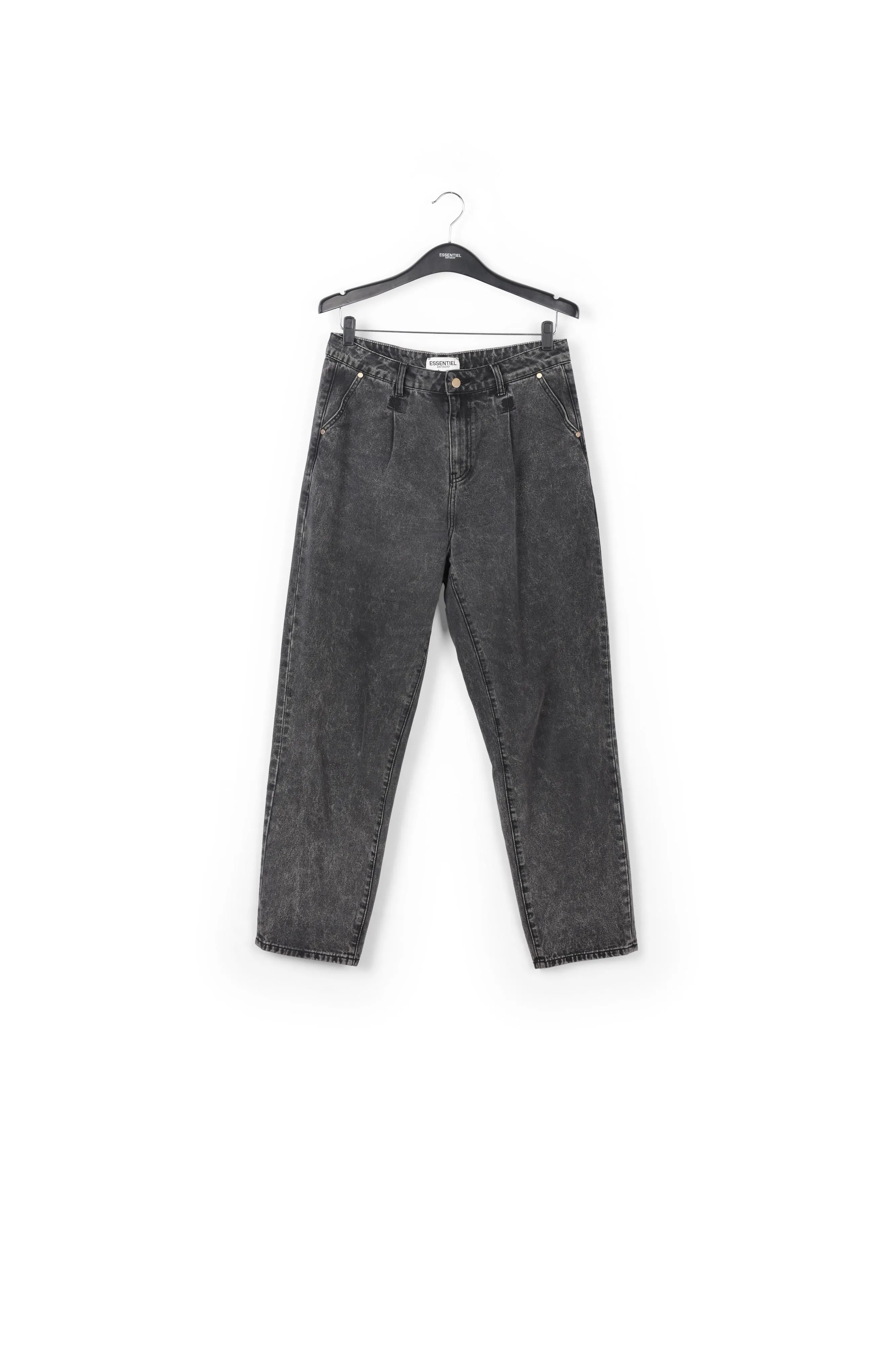 Dark grey high-rise tapered jeans