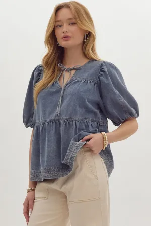 Denim Seam Top