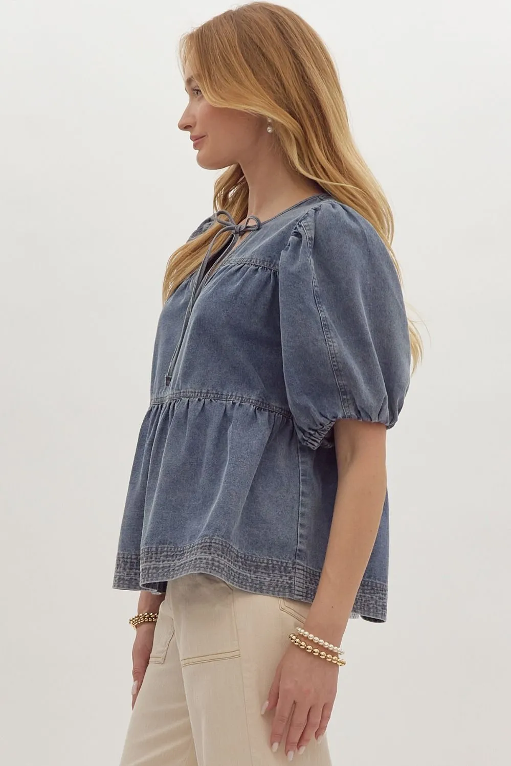 Denim Seam Top