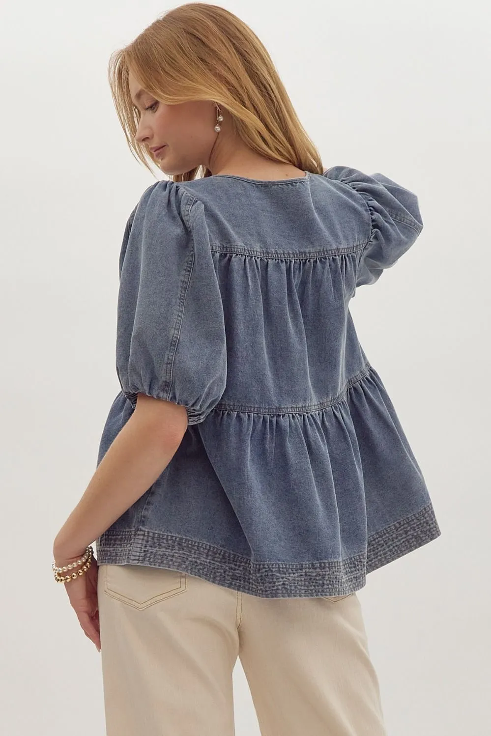 Denim Seam Top