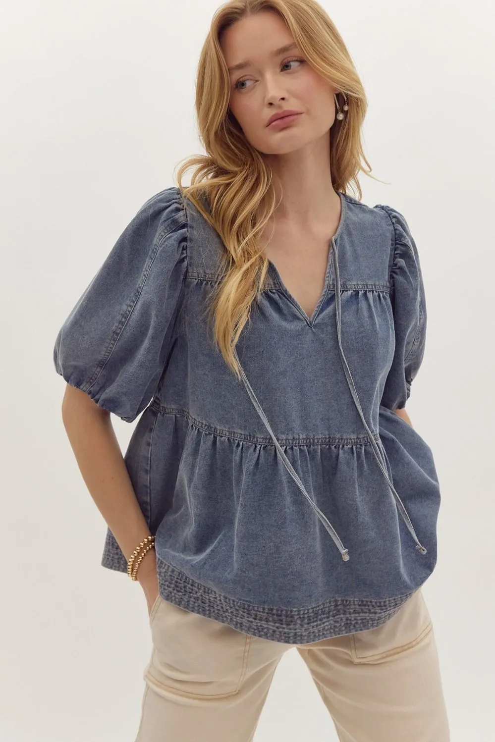Denim Seam Top
