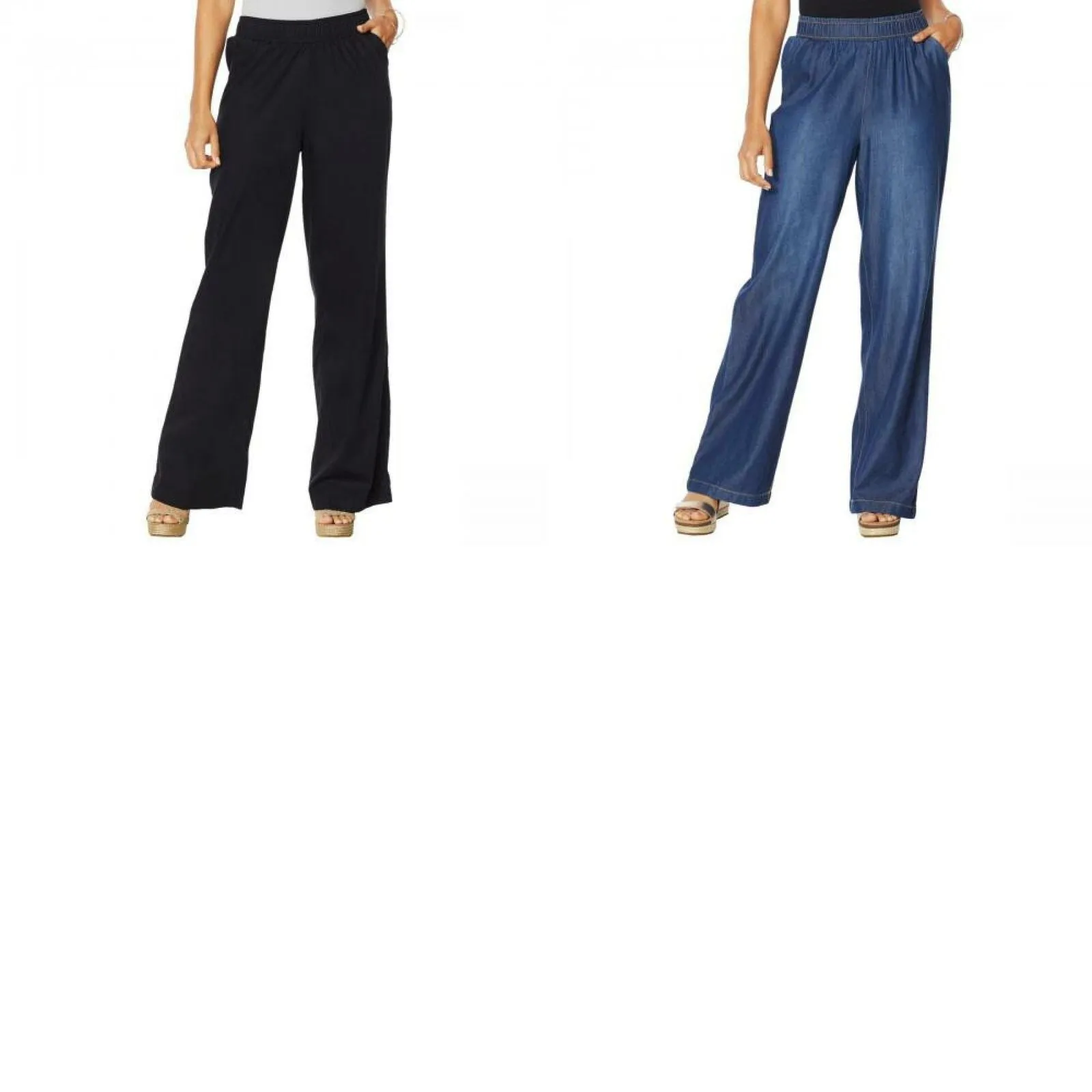 DG2 by Diane Gilman Women's Plus Size Soft Denim Wide Leg Pants