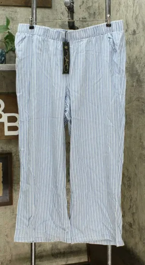 DG2 by Diane Gilman Women's Plus Size SoftCell Chambray Stripe Wide Leg Pants 2X