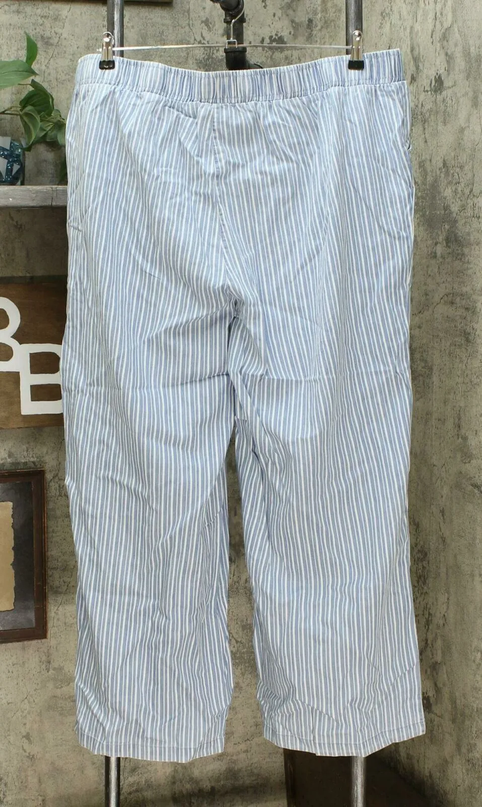 DG2 by Diane Gilman Women's Plus Size SoftCell Chambray Stripe Wide Leg Pants 2X