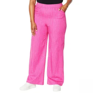 DG2 by Diane Gilman Women's Plus Size SoftCell Chambray Wide Leg Pants