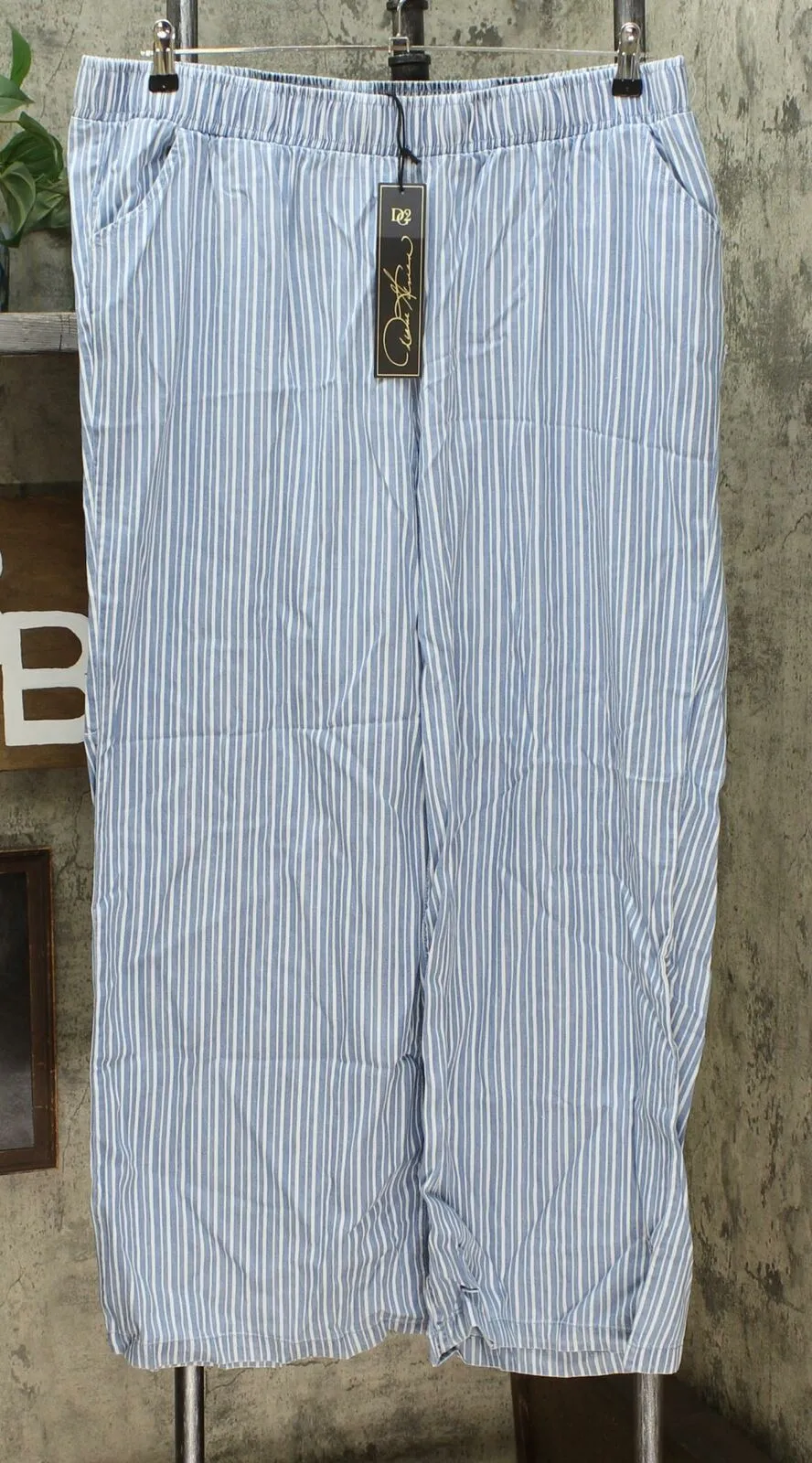 DG2 by Diane Gilman Women's Plus Size SoftCell Chambray Wide Leg Pants