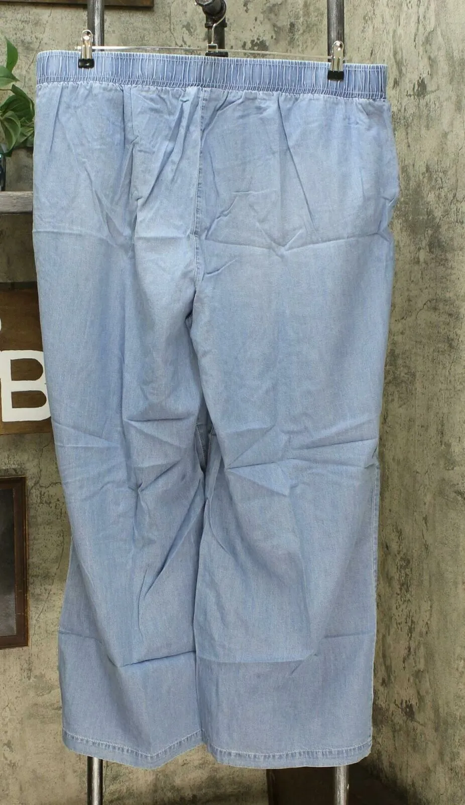 DG2 by Diane Gilman Women's SoftCell Chambray Wide Leg Pants Plus 2X
