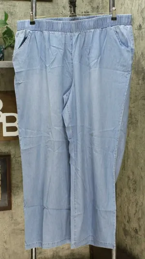 DG2 by Diane Gilman Women's SoftCell Chambray Wide Leg Pants Plus 2X