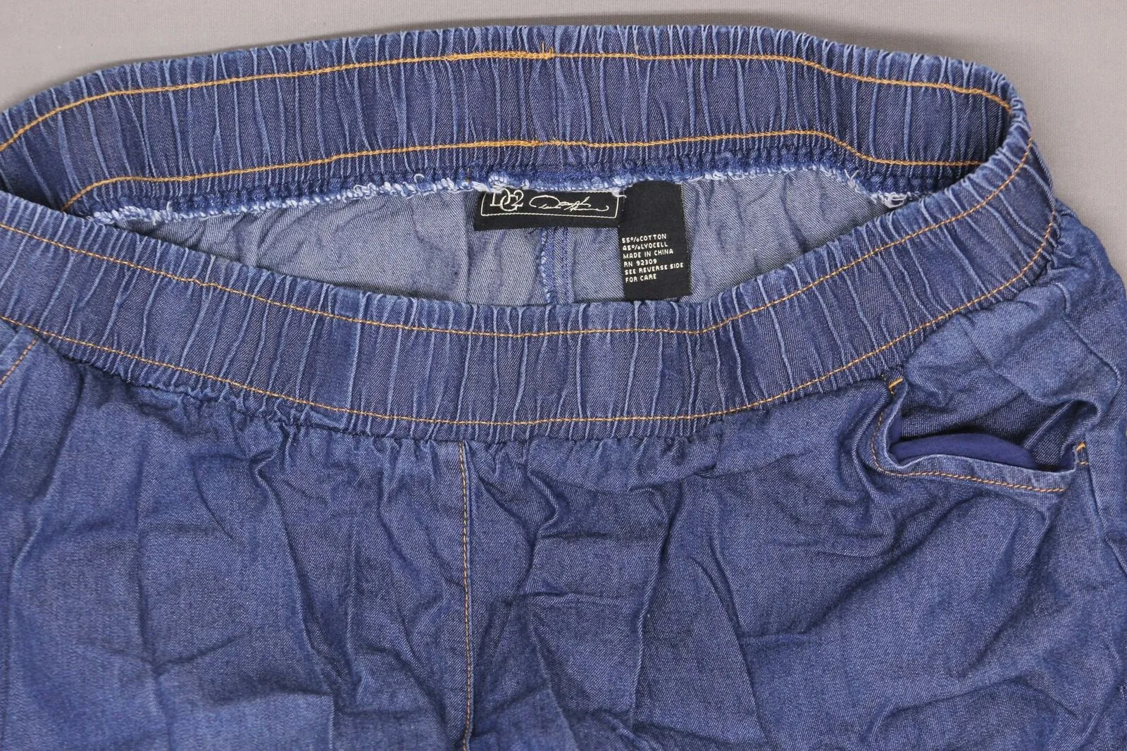 DG2 by Diane Gilman Women's Softcell Denim Wide Leg Pants Indigo Petite Large