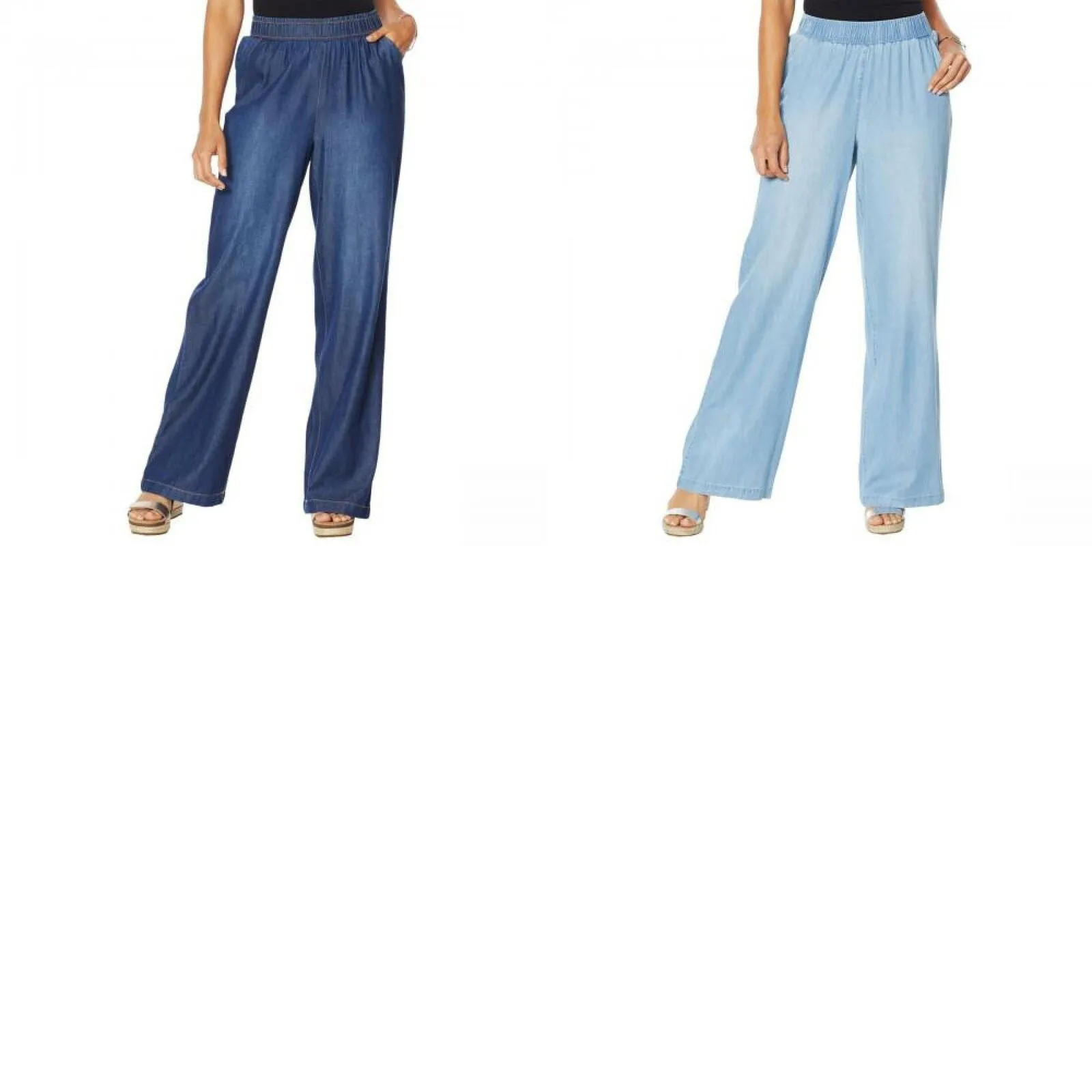 DG2 by Diane Gilman Women's SoftCell Denim Wide Leg Pants