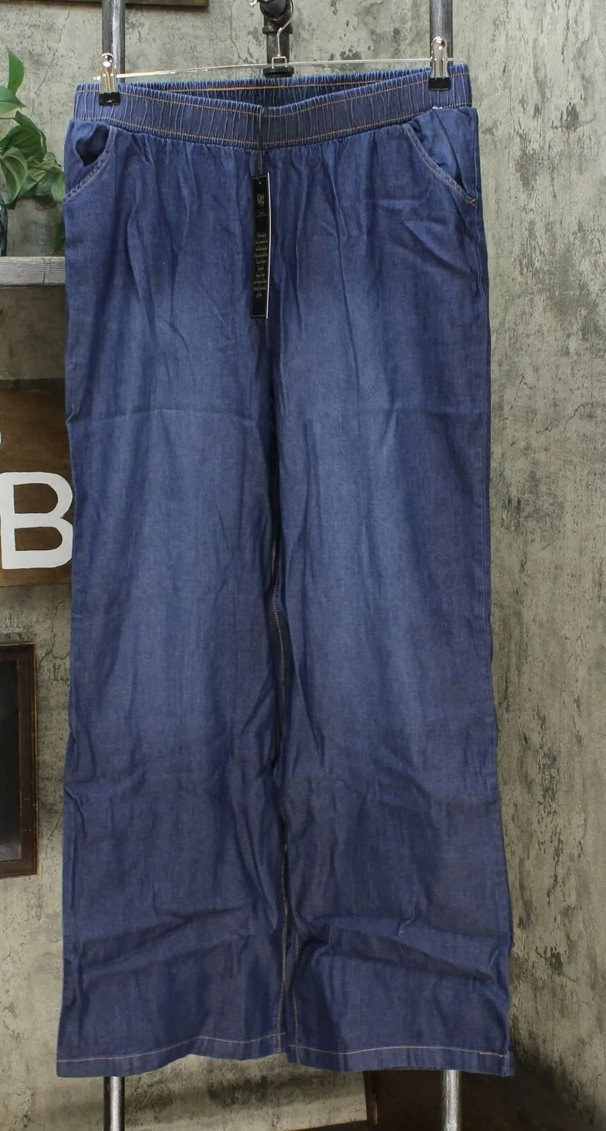 DG2 by Diane Gilman Women's Tall SoftCell Chambray Wide Leg Pants