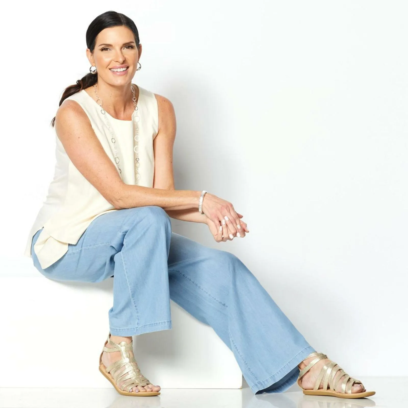 DG2 by Diane Gilman Women's Tall SoftCell Chambray Wide Leg Pants