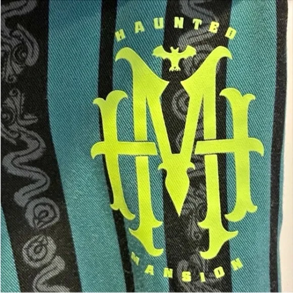 Disney Haunted Mansion Pajama Pants Size XS Green Black Striped Sleep Lounge