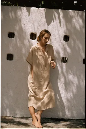 DOUBLE BUBBLE DRESS IN COTTON -CLAY