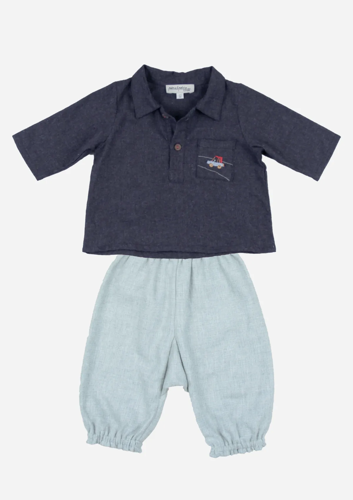 Double Face Chambray Gathered Pants, Stone