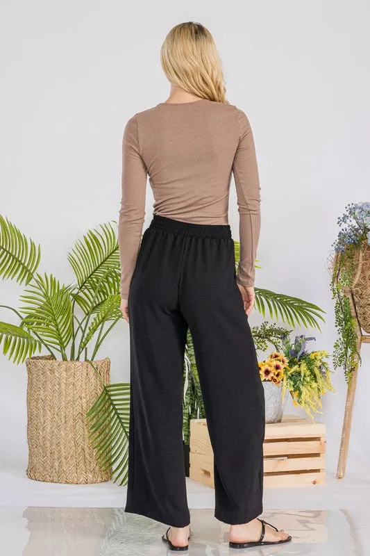 Drawstring Pants With Side Pockets