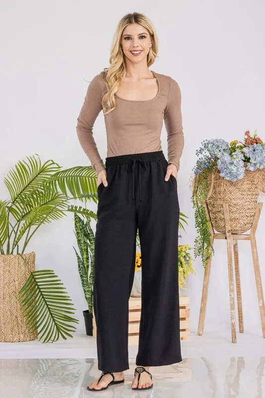 Drawstring Pants With Side Pockets