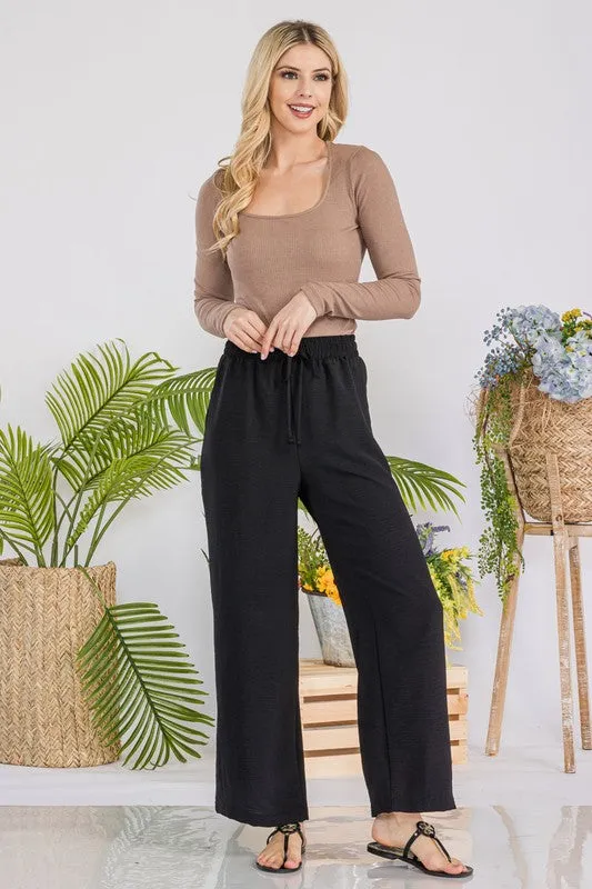 Drawstring Pants With Side Pockets