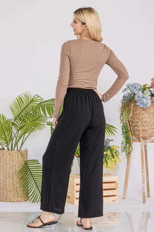 Drawstring Pants With Side Pockets