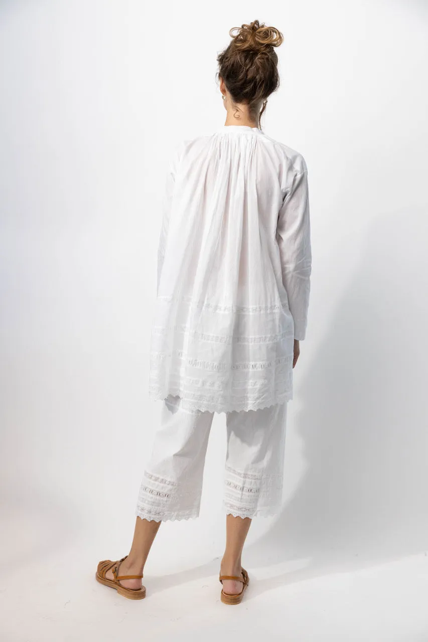 Drawstring Pants with Vintage Lace