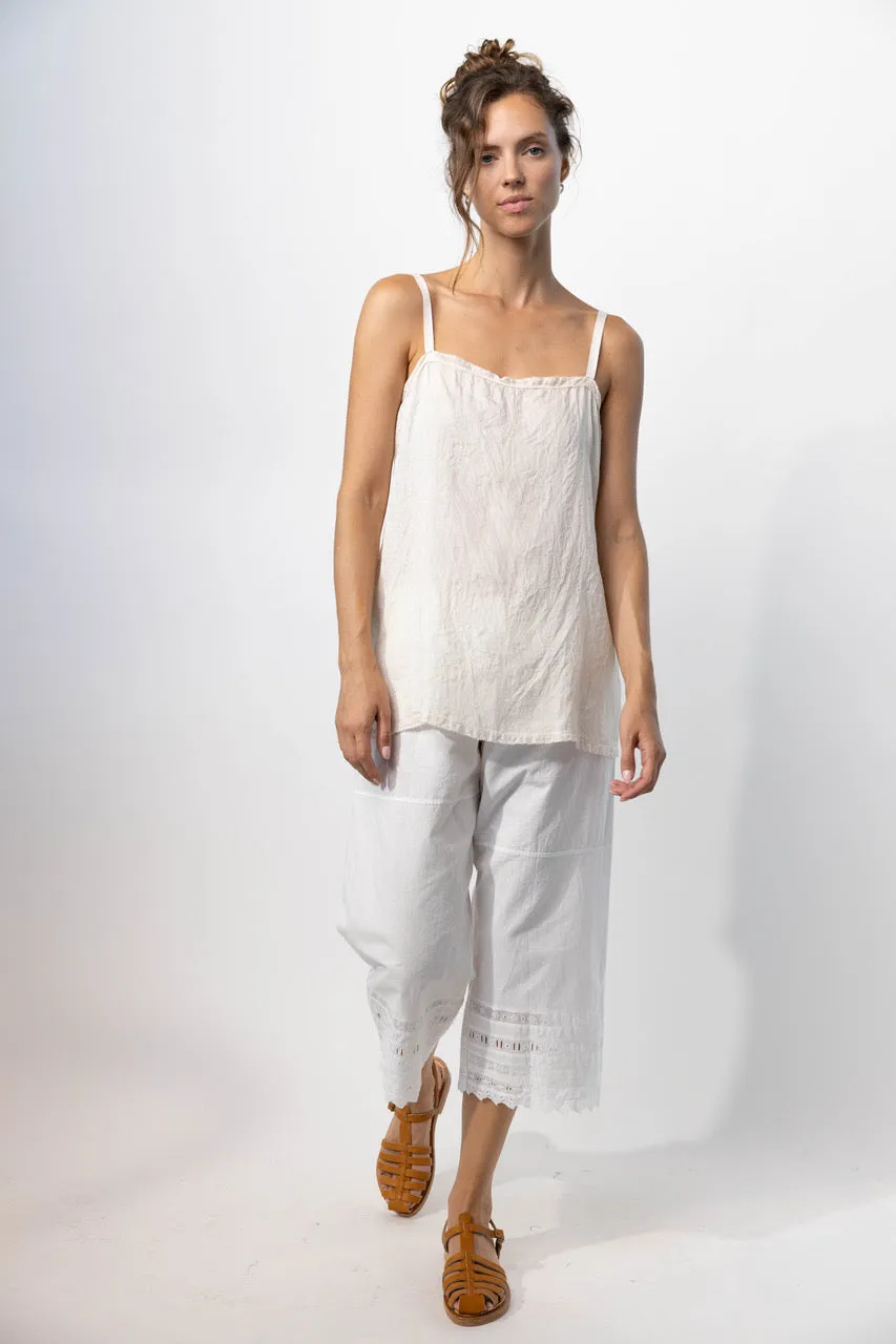 Drawstring Pants with Vintage Lace