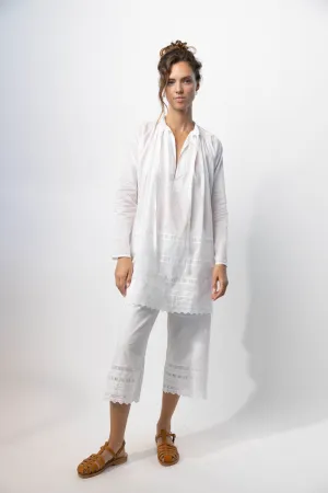 Drawstring Pants with Vintage Lace