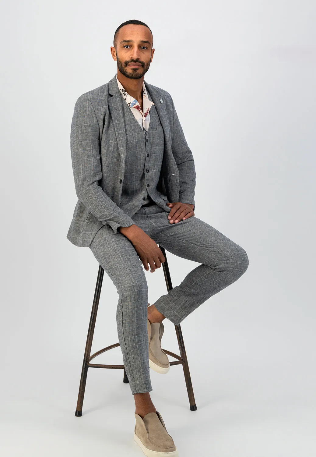 DSTREZZED CHECK ON LINEN BLAZER 111340