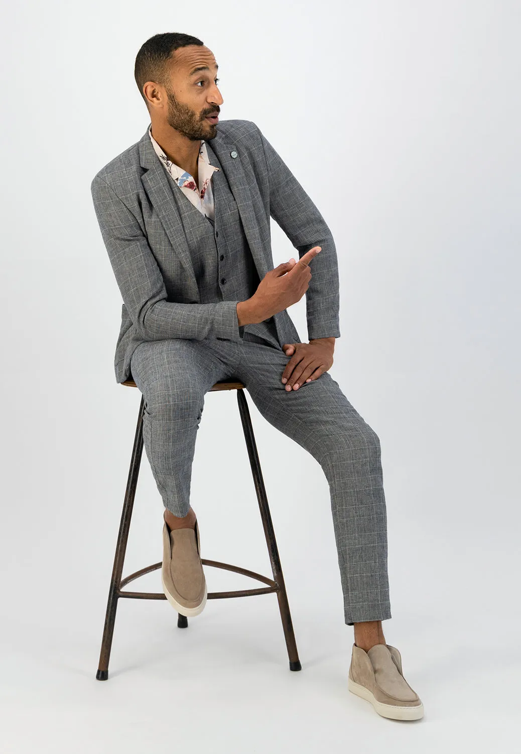 DSTREZZED CHECK ON LINEN BLAZER 111340