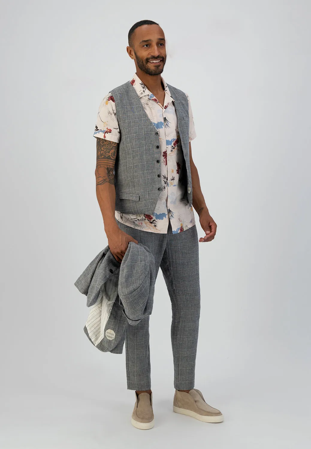 DSTREZZED CHECK ON LINEN BLAZER 111340