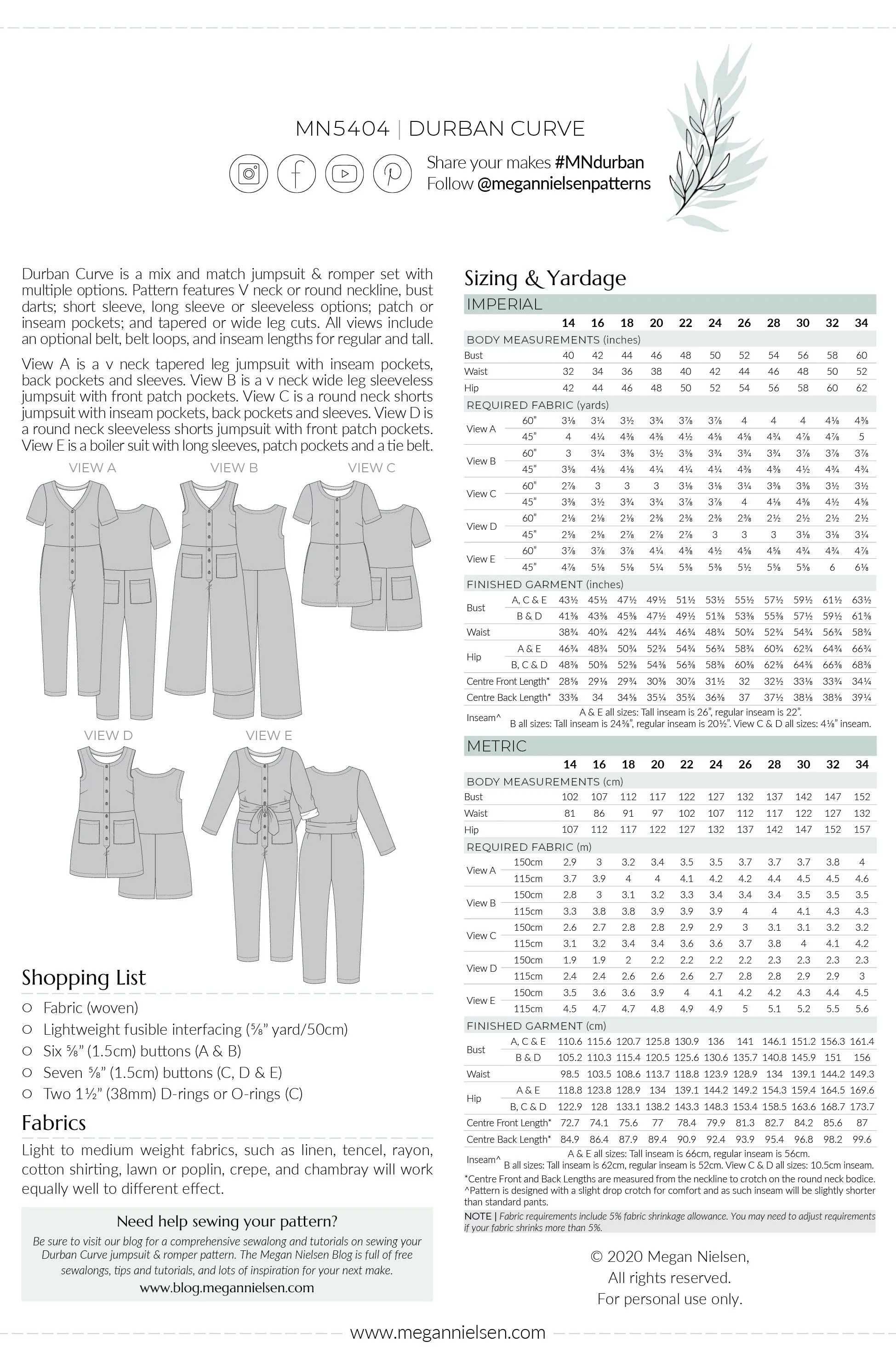 Durban Curve Jumpsuit & Romper Pattern