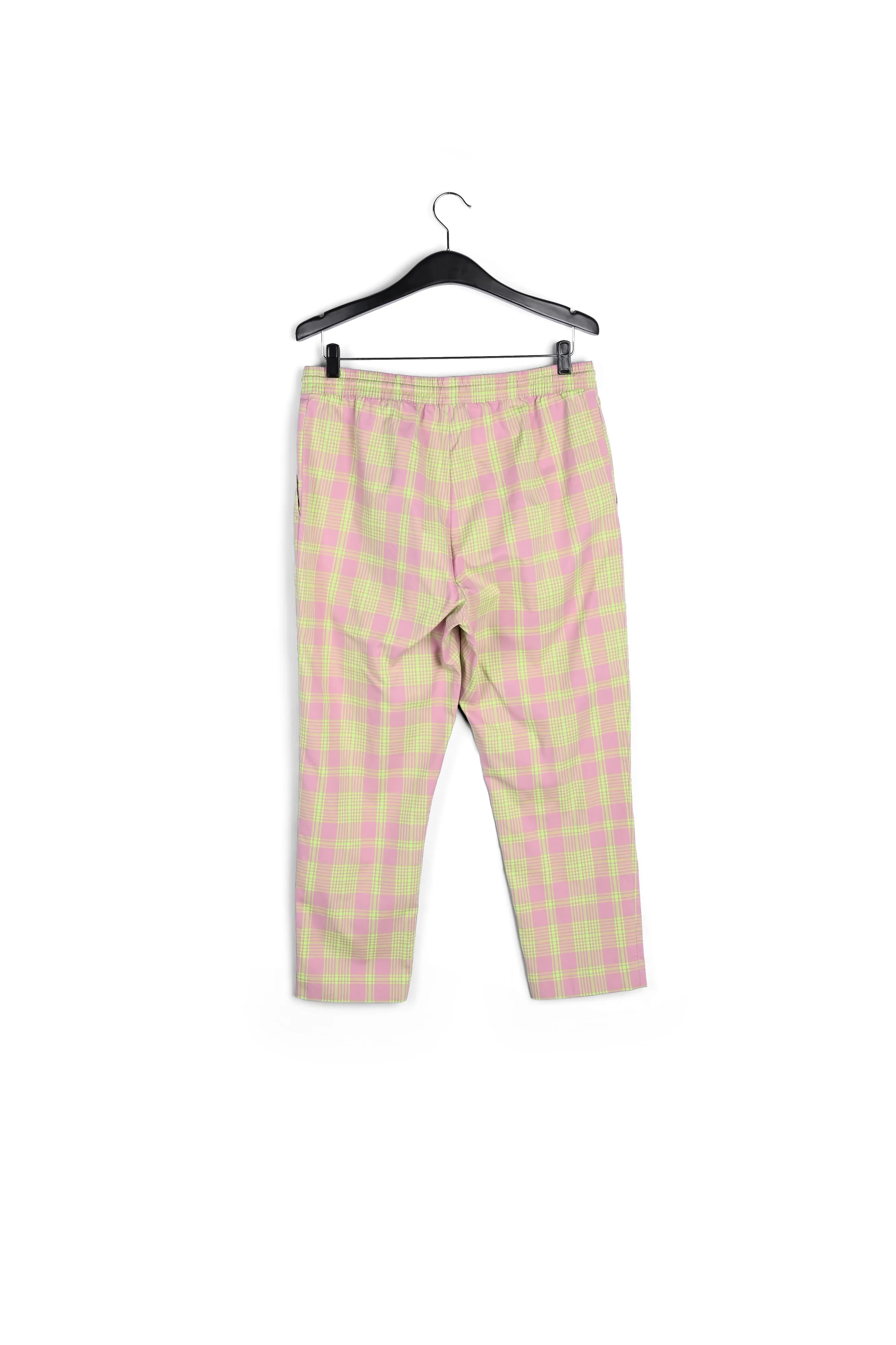 Dusty pink plaid cotton-blend pants