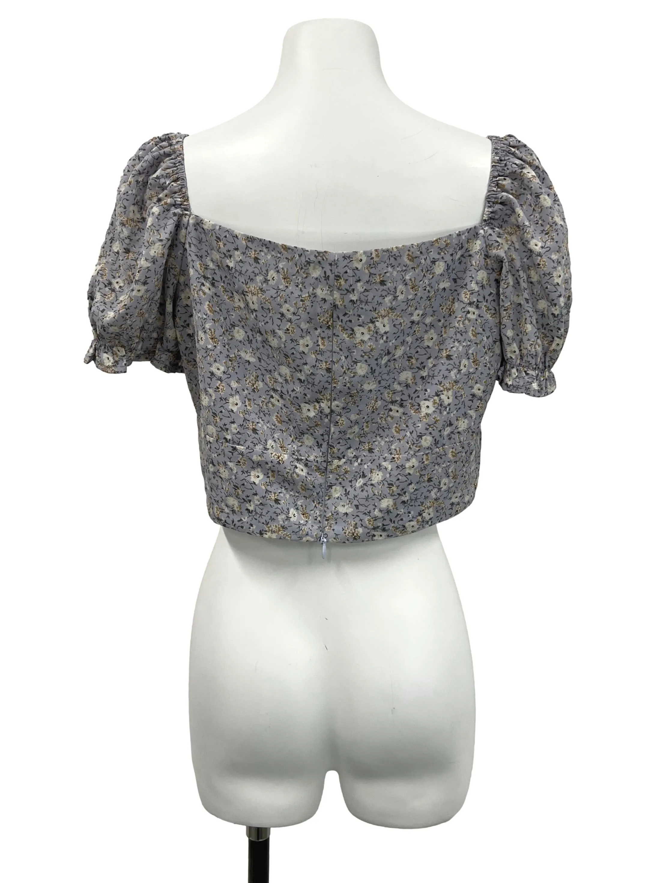 Dusty Purple Floral Puff Sleeve Top