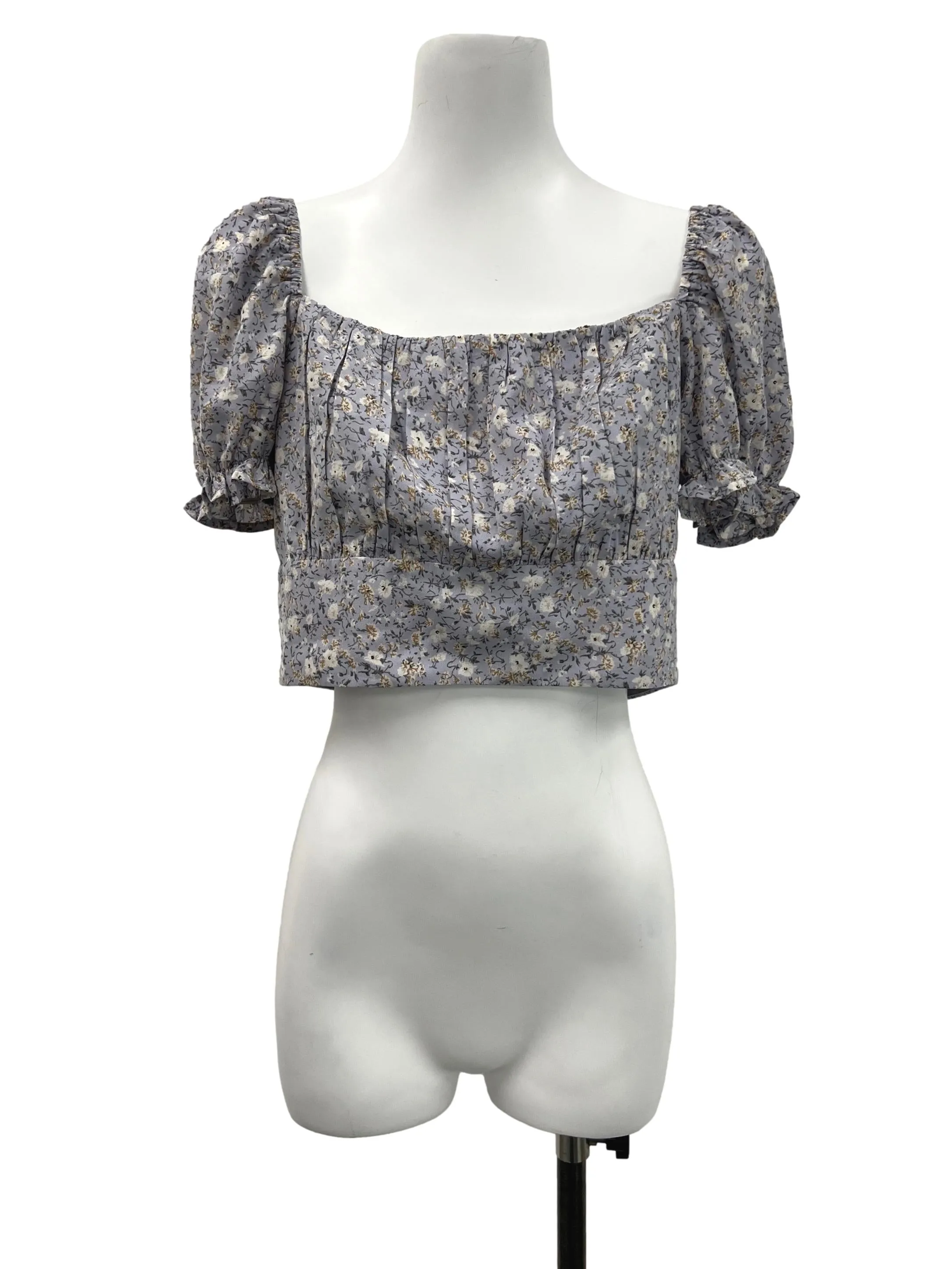 Dusty Purple Floral Puff Sleeve Top
