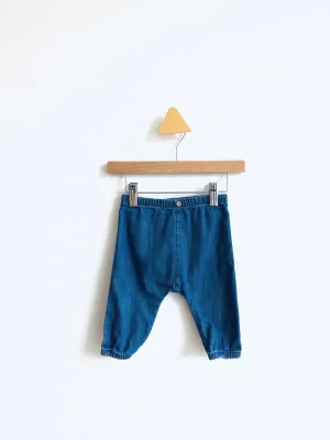 Elastic Waist Chambray Harem Pants // 6-9M