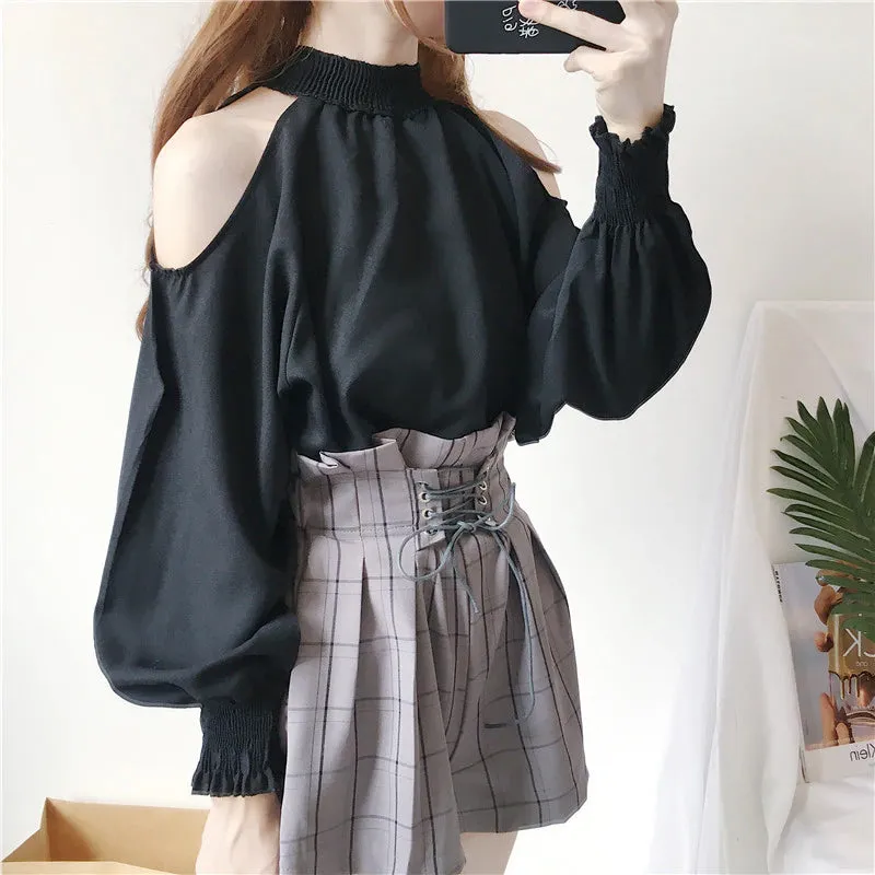 Elastic Waist With Tie Plaid Shorts